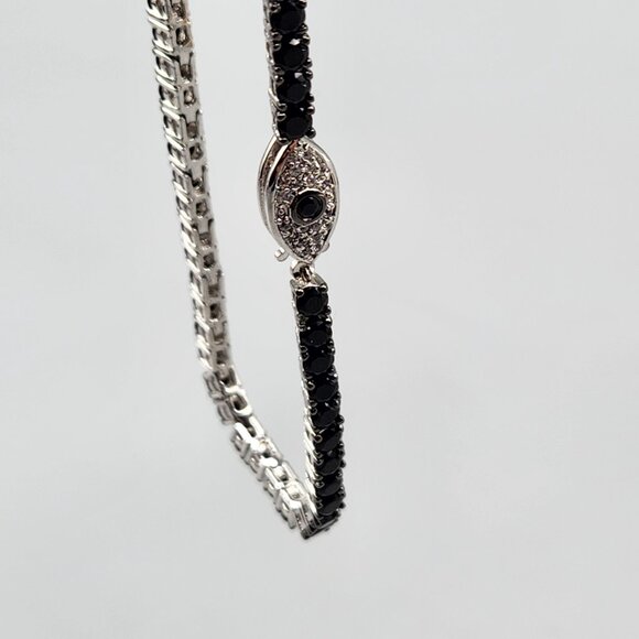 Black Tennis Bracelet with Evil Eye JS 925 - Picture 4 of 9